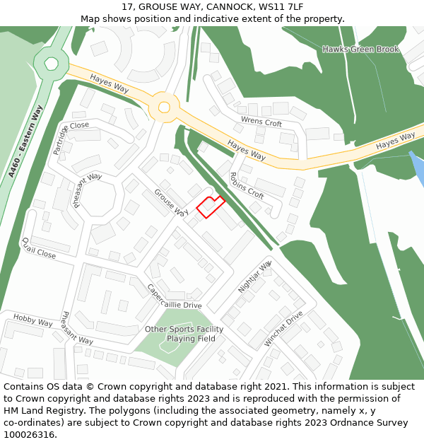 17, GROUSE WAY, CANNOCK, WS11 7LF: Location map and indicative extent of plot