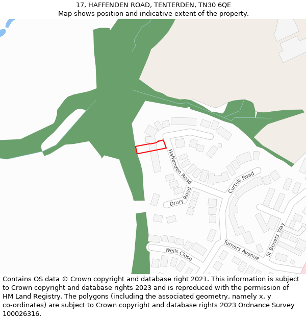 17, HAFFENDEN ROAD, TENTERDEN, TN30 6QE: Location map and indicative extent of plot