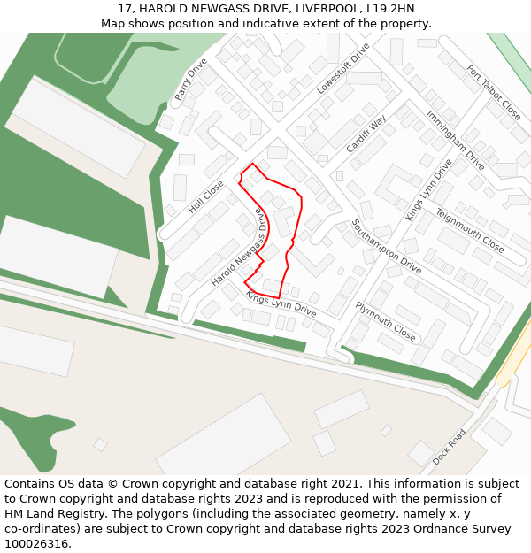 17, HAROLD NEWGASS DRIVE, LIVERPOOL, L19 2HN: Location map and indicative extent of plot