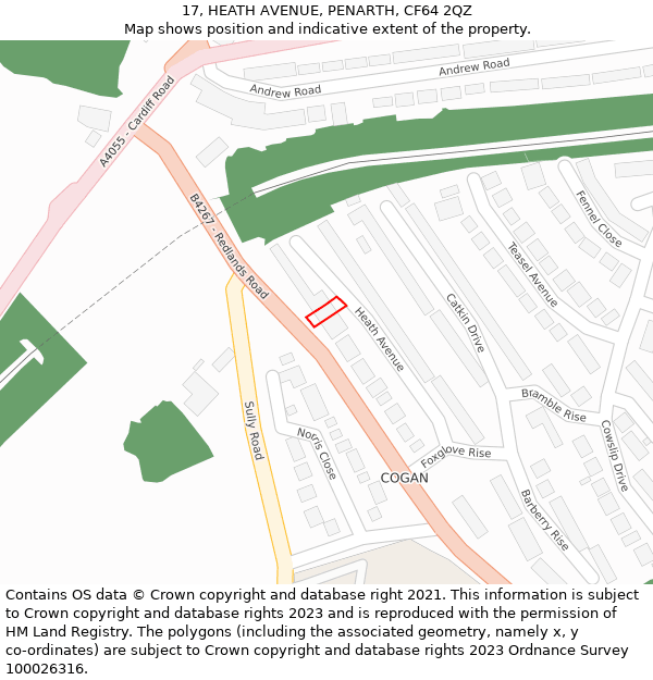 17, HEATH AVENUE, PENARTH, CF64 2QZ: Location map and indicative extent of plot