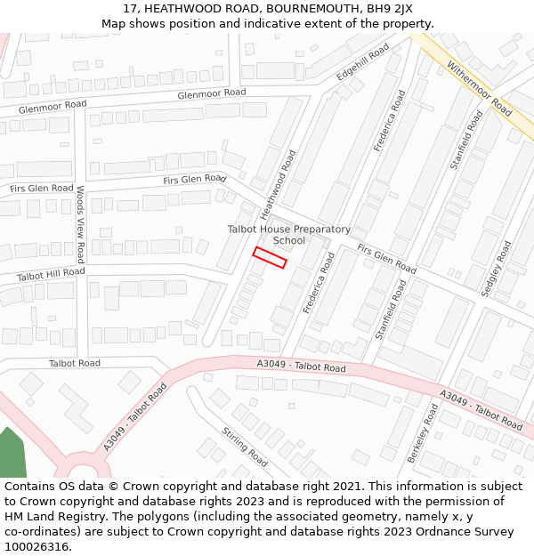 17, HEATHWOOD ROAD, BOURNEMOUTH, BH9 2JX: Location map and indicative extent of plot