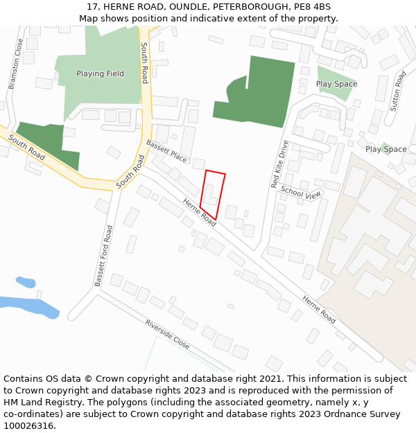 17, HERNE ROAD, OUNDLE, PETERBOROUGH, PE8 4BS: Location map and indicative extent of plot