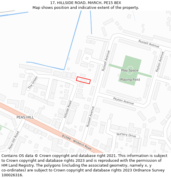 17, HILLSIDE ROAD, MARCH, PE15 8EX: Location map and indicative extent of plot