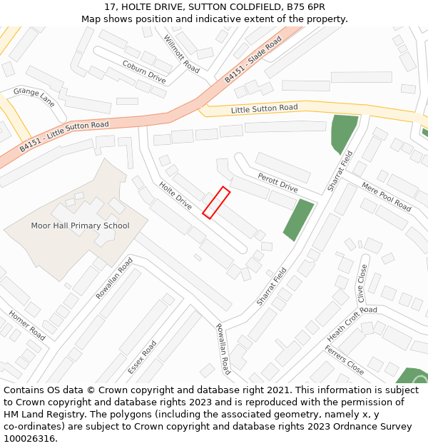 17, HOLTE DRIVE, SUTTON COLDFIELD, B75 6PR: Location map and indicative extent of plot