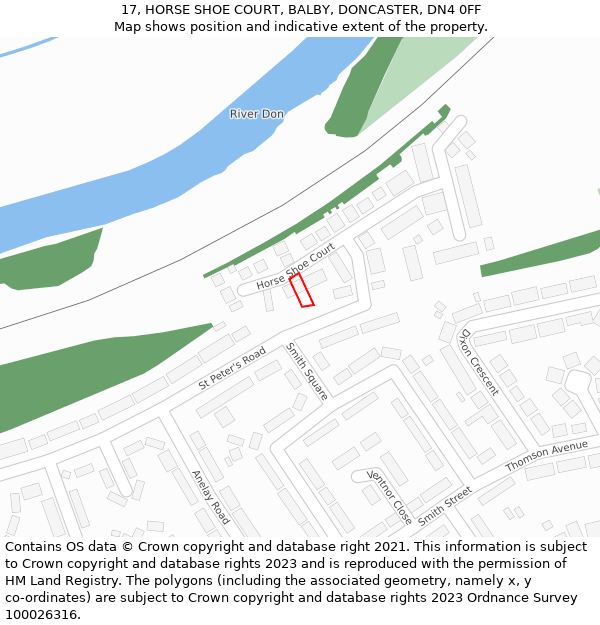 17, HORSE SHOE COURT, BALBY, DONCASTER, DN4 0FF: Location map and indicative extent of plot