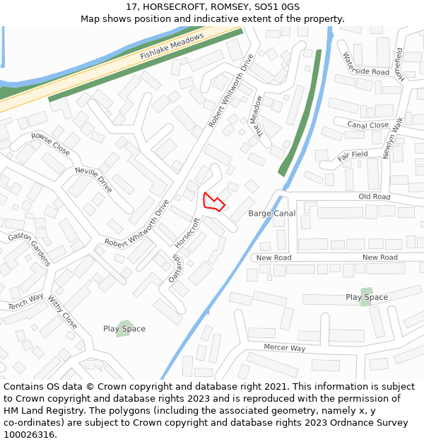 17, HORSECROFT, ROMSEY, SO51 0GS: Location map and indicative extent of plot