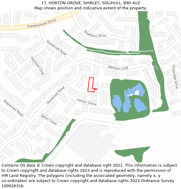 17, HORTON GROVE, SHIRLEY, SOLIHULL, B90 4UZ: Location map and indicative extent of plot