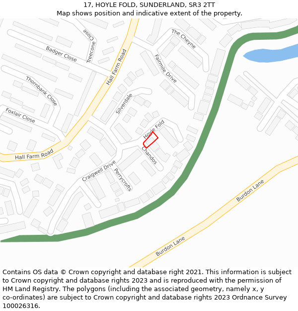 17, HOYLE FOLD, SUNDERLAND, SR3 2TT: Location map and indicative extent of plot