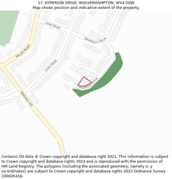 17, HYPERION DRIVE, WOLVERHAMPTON, WV4 5QW: Location map and indicative extent of plot