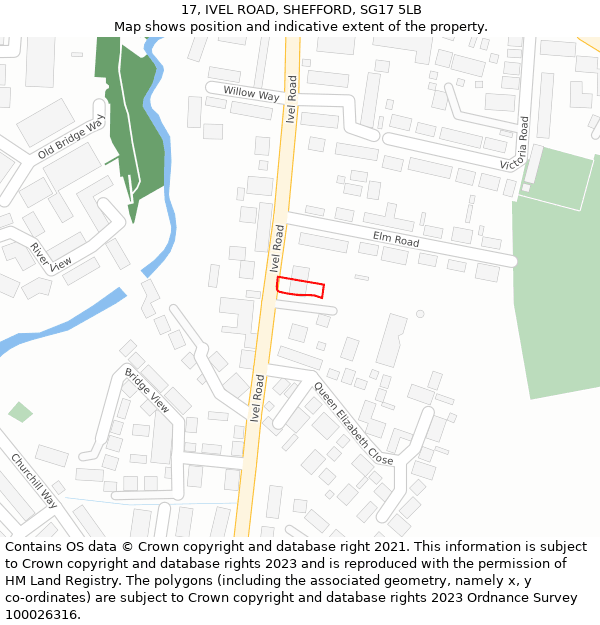 17, IVEL ROAD, SHEFFORD, SG17 5LB: Location map and indicative extent of plot