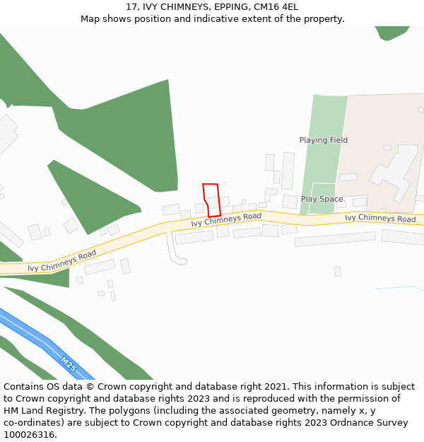 17, IVY CHIMNEYS, EPPING, CM16 4EL: Location map and indicative extent of plot