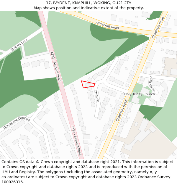 17, IVYDENE, KNAPHILL, WOKING, GU21 2TA: Location map and indicative extent of plot