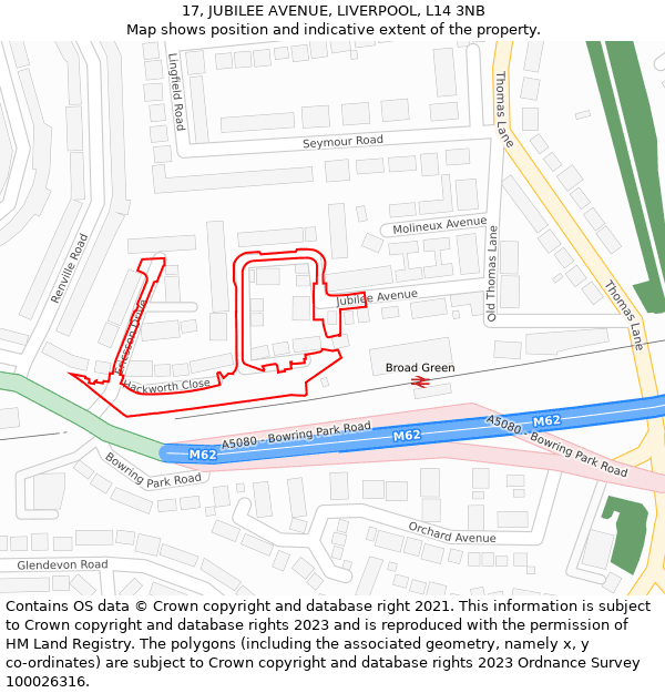 17, JUBILEE AVENUE, LIVERPOOL, L14 3NB: Location map and indicative extent of plot