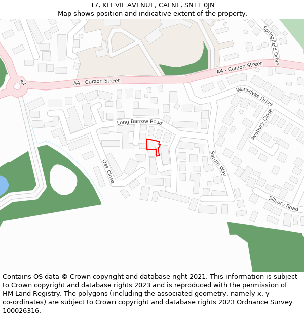 17, KEEVIL AVENUE, CALNE, SN11 0JN: Location map and indicative extent of plot