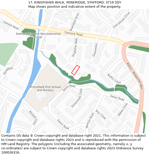 17, KINGFISHER WALK, PENKRIDGE, STAFFORD, ST19 5DY: Location map and indicative extent of plot