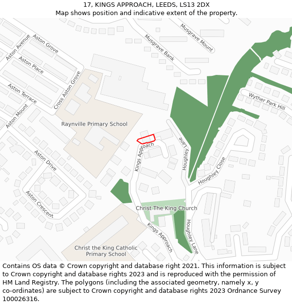 17, KINGS APPROACH, LEEDS, LS13 2DX: Location map and indicative extent of plot