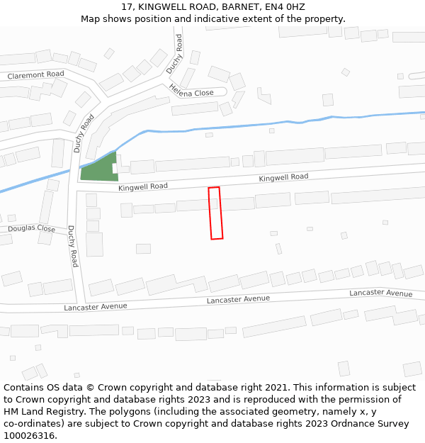 17, KINGWELL ROAD, BARNET, EN4 0HZ: Location map and indicative extent of plot