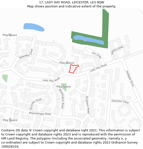 17, LADY HAY ROAD, LEICESTER, LE3 9QW: Location map and indicative extent of plot