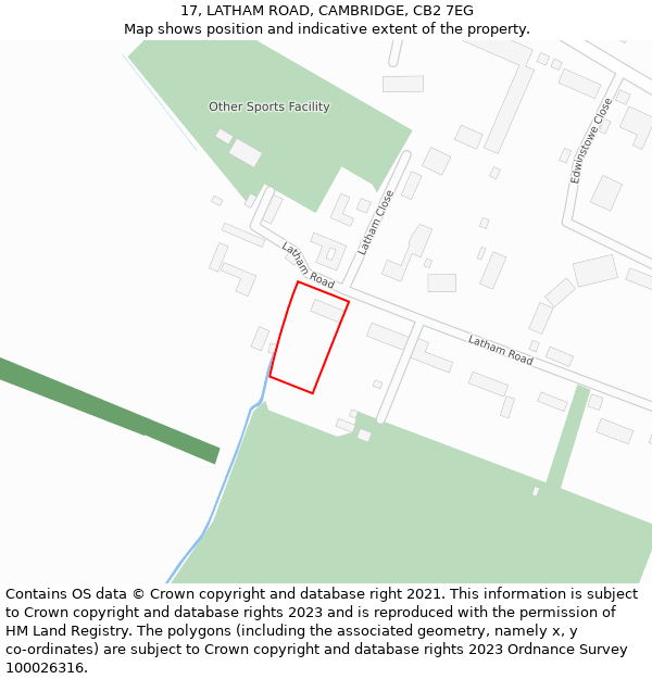 17, LATHAM ROAD, CAMBRIDGE, CB2 7EG: Location map and indicative extent of plot