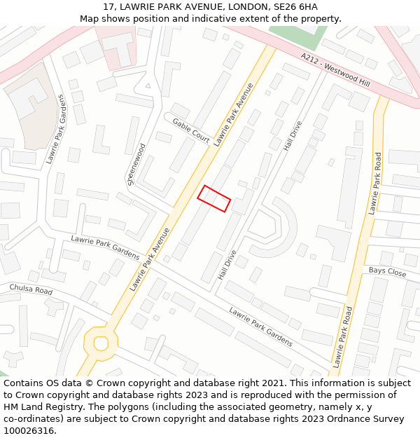 17, LAWRIE PARK AVENUE, LONDON, SE26 6HA: Location map and indicative extent of plot