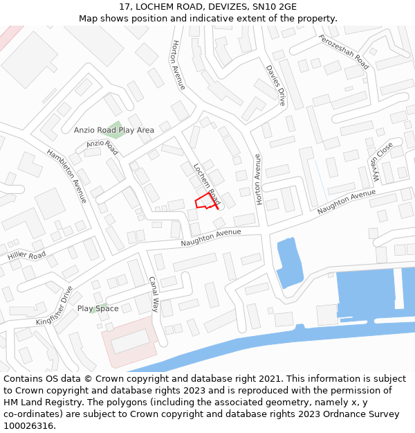 17, LOCHEM ROAD, DEVIZES, SN10 2GE: Location map and indicative extent of plot