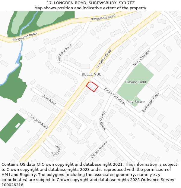 17, LONGDEN ROAD, SHREWSBURY, SY3 7EZ: Location map and indicative extent of plot