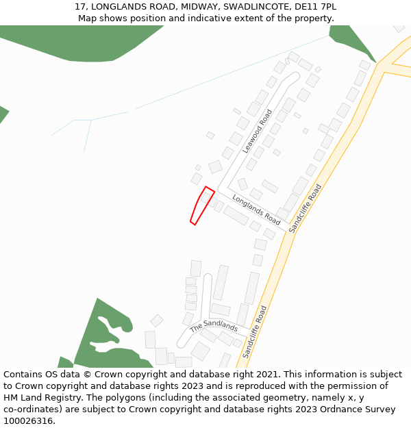 17, LONGLANDS ROAD, MIDWAY, SWADLINCOTE, DE11 7PL: Location map and indicative extent of plot