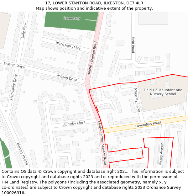 17, LOWER STANTON ROAD, ILKESTON, DE7 4LR: Location map and indicative extent of plot