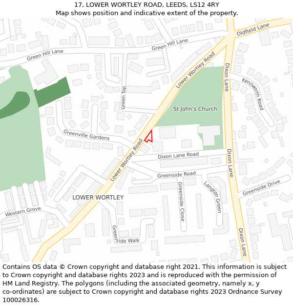 17, LOWER WORTLEY ROAD, LEEDS, LS12 4RY: Location map and indicative extent of plot
