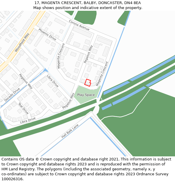 17, MAGENTA CRESCENT, BALBY, DONCASTER, DN4 8EA: Location map and indicative extent of plot