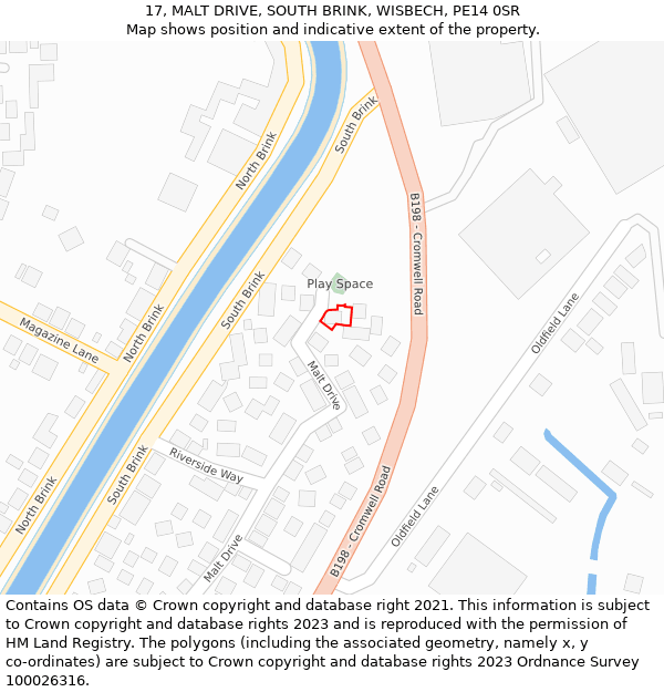 17, MALT DRIVE, SOUTH BRINK, WISBECH, PE14 0SR: Location map and indicative extent of plot