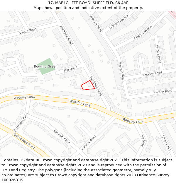 17, MARLCLIFFE ROAD, SHEFFIELD, S6 4AF: Location map and indicative extent of plot