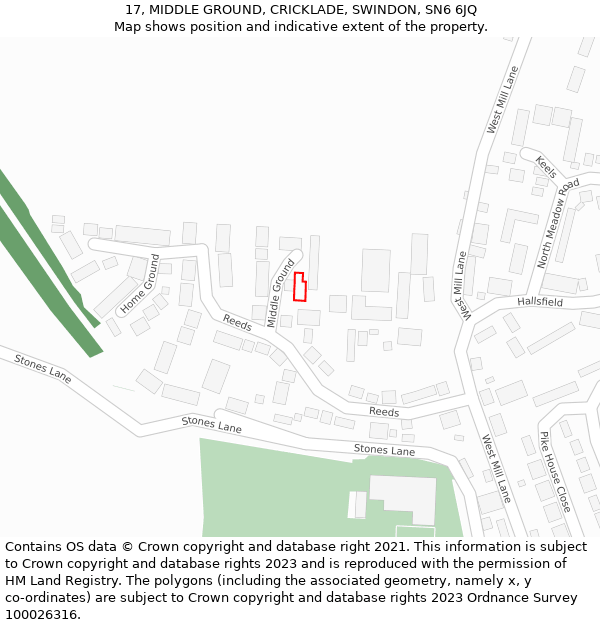 17, MIDDLE GROUND, CRICKLADE, SWINDON, SN6 6JQ: Location map and indicative extent of plot