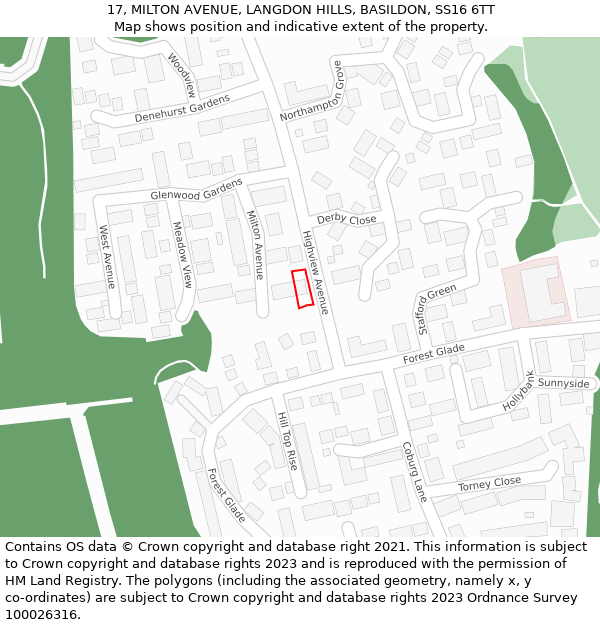 17, MILTON AVENUE, LANGDON HILLS, BASILDON, SS16 6TT: Location map and indicative extent of plot