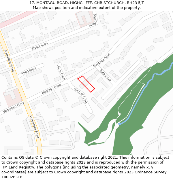 17, MONTAGU ROAD, HIGHCLIFFE, CHRISTCHURCH, BH23 5JT: Location map and indicative extent of plot