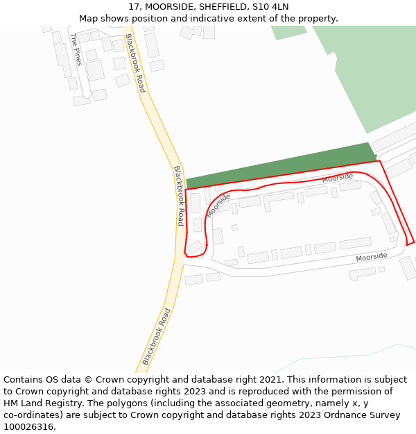 17, MOORSIDE, SHEFFIELD, S10 4LN: Location map and indicative extent of plot