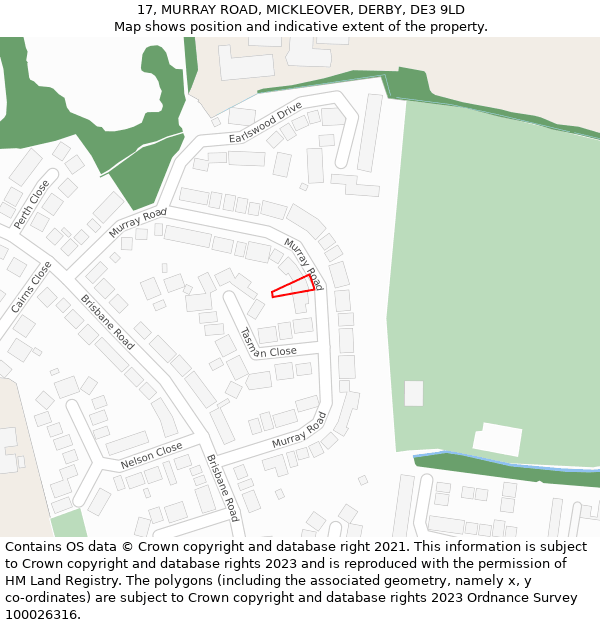 17, MURRAY ROAD, MICKLEOVER, DERBY, DE3 9LD: Location map and indicative extent of plot