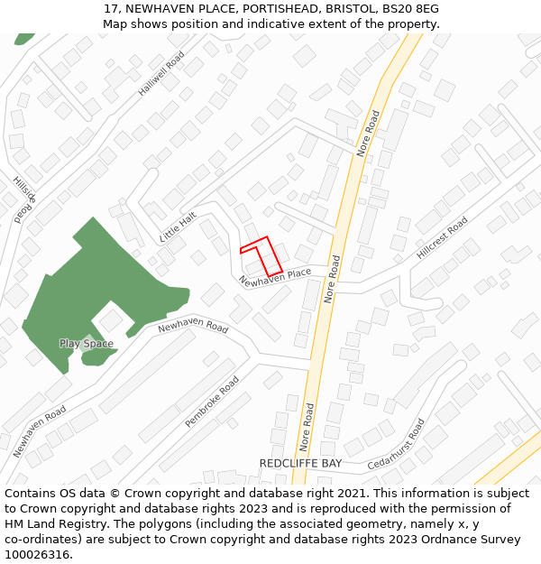 17, NEWHAVEN PLACE, PORTISHEAD, BRISTOL, BS20 8EG: Location map and indicative extent of plot