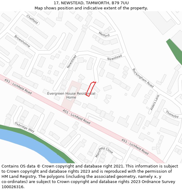 17, NEWSTEAD, TAMWORTH, B79 7UU: Location map and indicative extent of plot