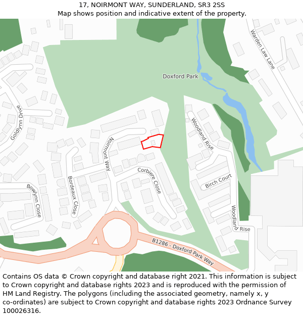 17, NOIRMONT WAY, SUNDERLAND, SR3 2SS: Location map and indicative extent of plot