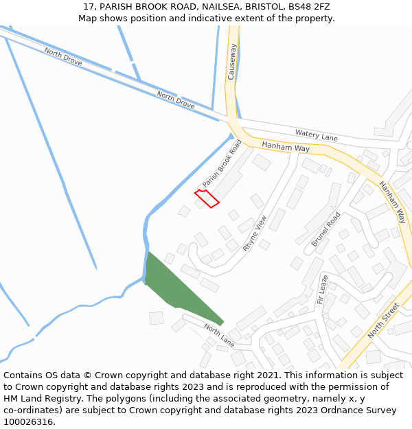 17, PARISH BROOK ROAD, NAILSEA, BRISTOL, BS48 2FZ: Location map and indicative extent of plot