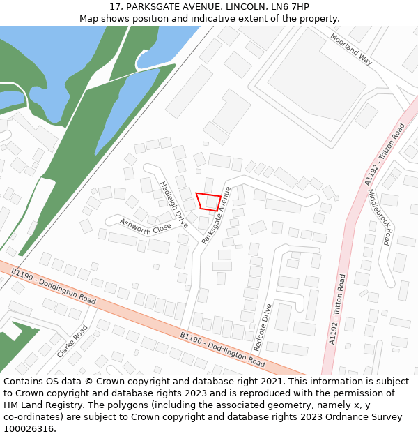17, PARKSGATE AVENUE, LINCOLN, LN6 7HP: Location map and indicative extent of plot