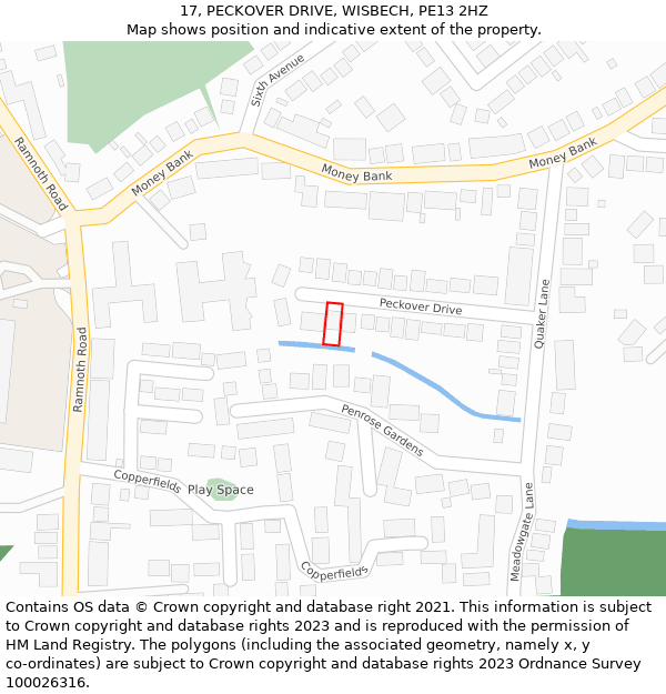 17, PECKOVER DRIVE, WISBECH, PE13 2HZ: Location map and indicative extent of plot