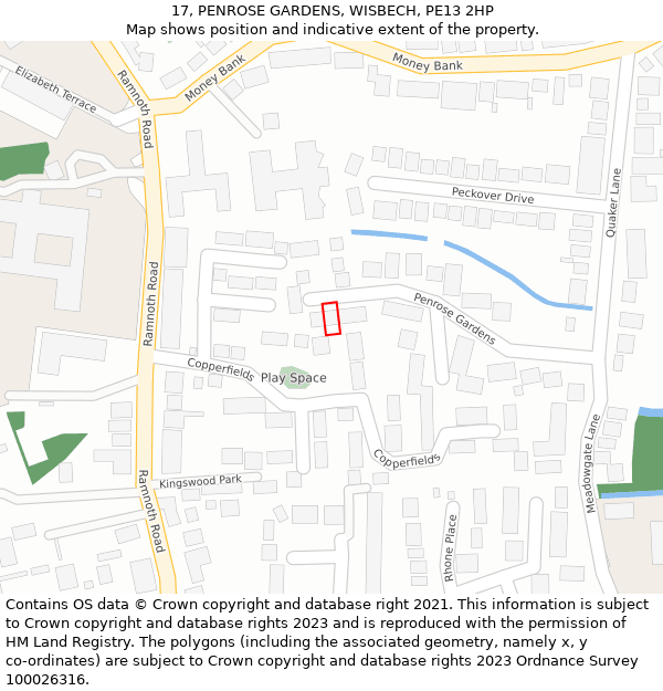 17, PENROSE GARDENS, WISBECH, PE13 2HP: Location map and indicative extent of plot