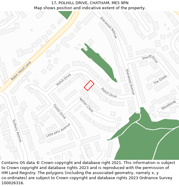 17, POLHILL DRIVE, CHATHAM, ME5 9PN: Location map and indicative extent of plot