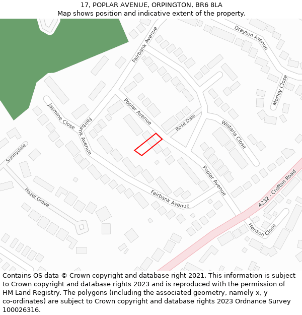 17, POPLAR AVENUE, ORPINGTON, BR6 8LA: Location map and indicative extent of plot
