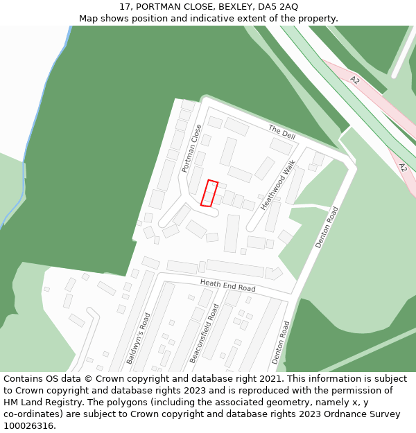 17, PORTMAN CLOSE, BEXLEY, DA5 2AQ: Location map and indicative extent of plot