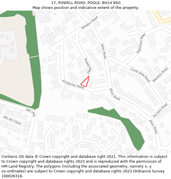 17, POWELL ROAD, POOLE, BH14 8SG: Location map and indicative extent of plot