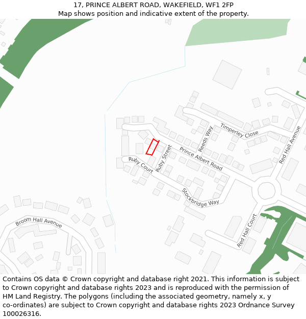 17, PRINCE ALBERT ROAD, WAKEFIELD, WF1 2FP: Location map and indicative extent of plot