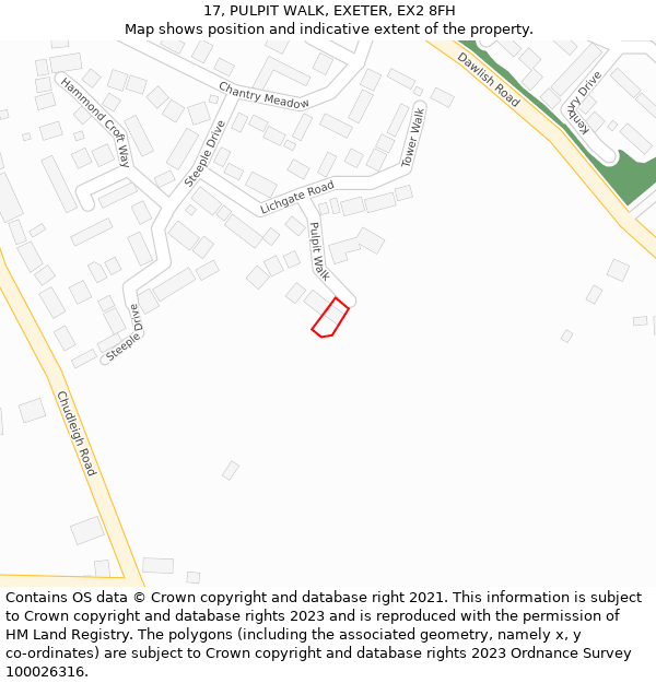 17, PULPIT WALK, EXETER, EX2 8FH: Location map and indicative extent of plot